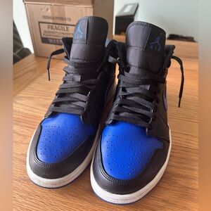 Air Jordan 1 - Mid Black Hyper Royal - Men’s Sneaker - Size 11